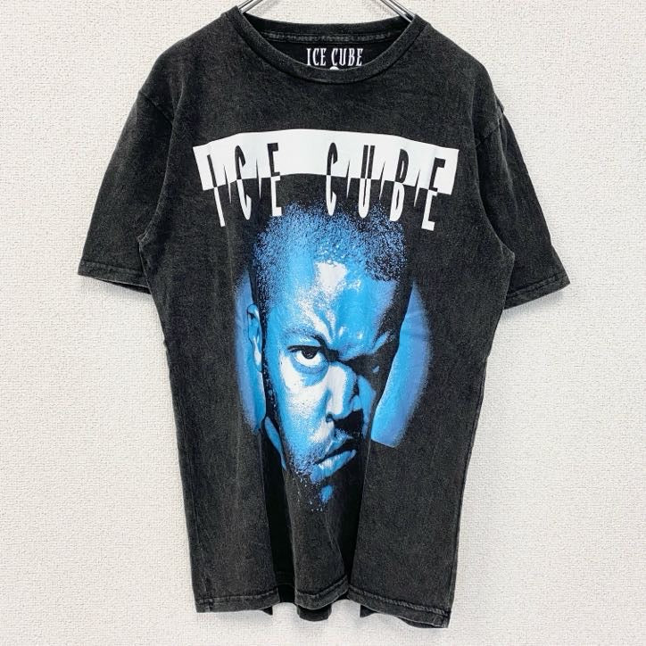 古着 used　ICE CUBE　半袖プリントTシャツ　ラップ　ヒップホップ　クルーネック　レトロデザイン　黒　ブラック　Sサイズ