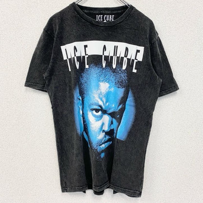 古着 used　ICE CUBE　半袖プリントTシャツ　ラップ　ヒップホップ　クルーネック　レトロデザイン　黒　ブラック　Sサイズ
