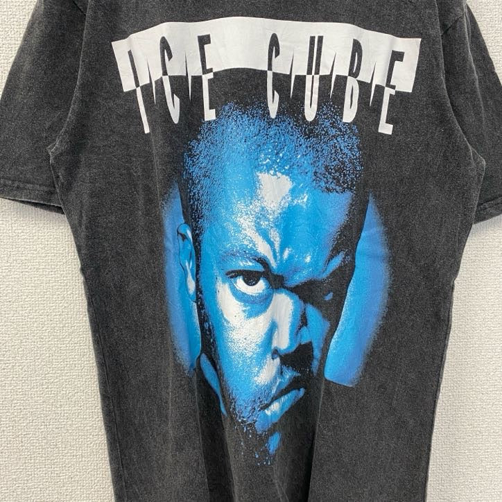 古着 used　ICE CUBE　半袖プリントTシャツ　ラップ　ヒップホップ　クルーネック　レトロデザイン　黒　ブラック　Sサイズ