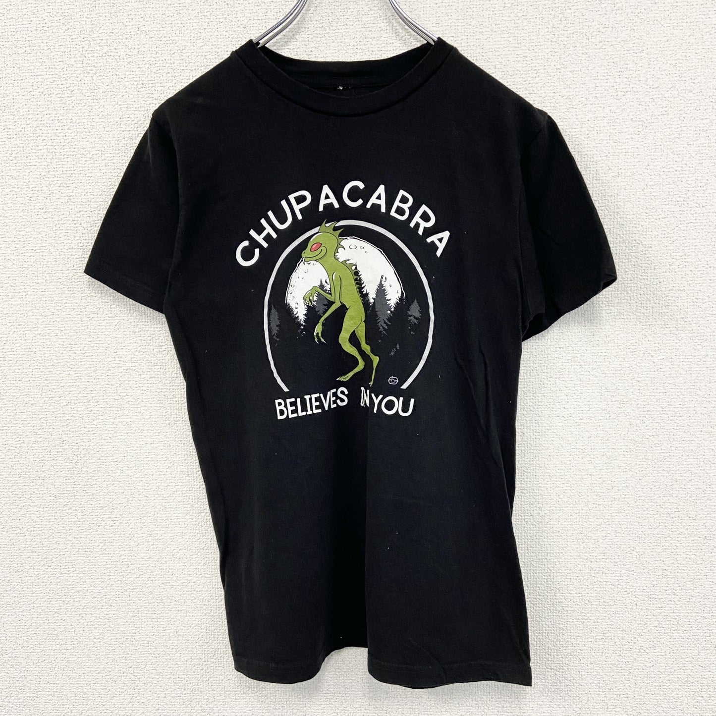 古着 used　BLACK MATTER　半袖プリントTシャツ　エイリアン　カジュアルデザイン　黒　クルーネック　レトロ　Sサイズ