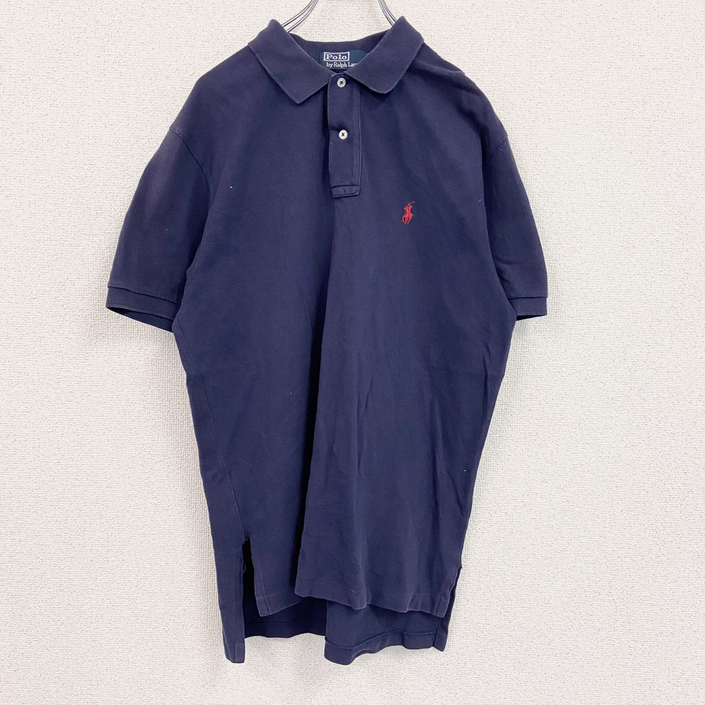 POLO by Ralph Lauan　ラルフローレン　半袖ポロシャツ　刺繡ロゴ　紺　ネイビー　Lサイズ