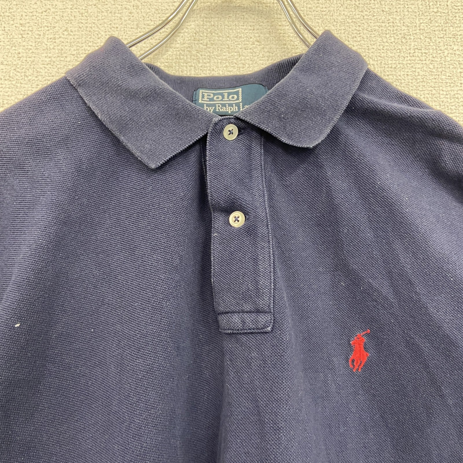 POLO by Ralph Lauan　ラルフローレン　半袖ポロシャツ　刺繡ロゴ　紺　ネイビー　Lサイズ