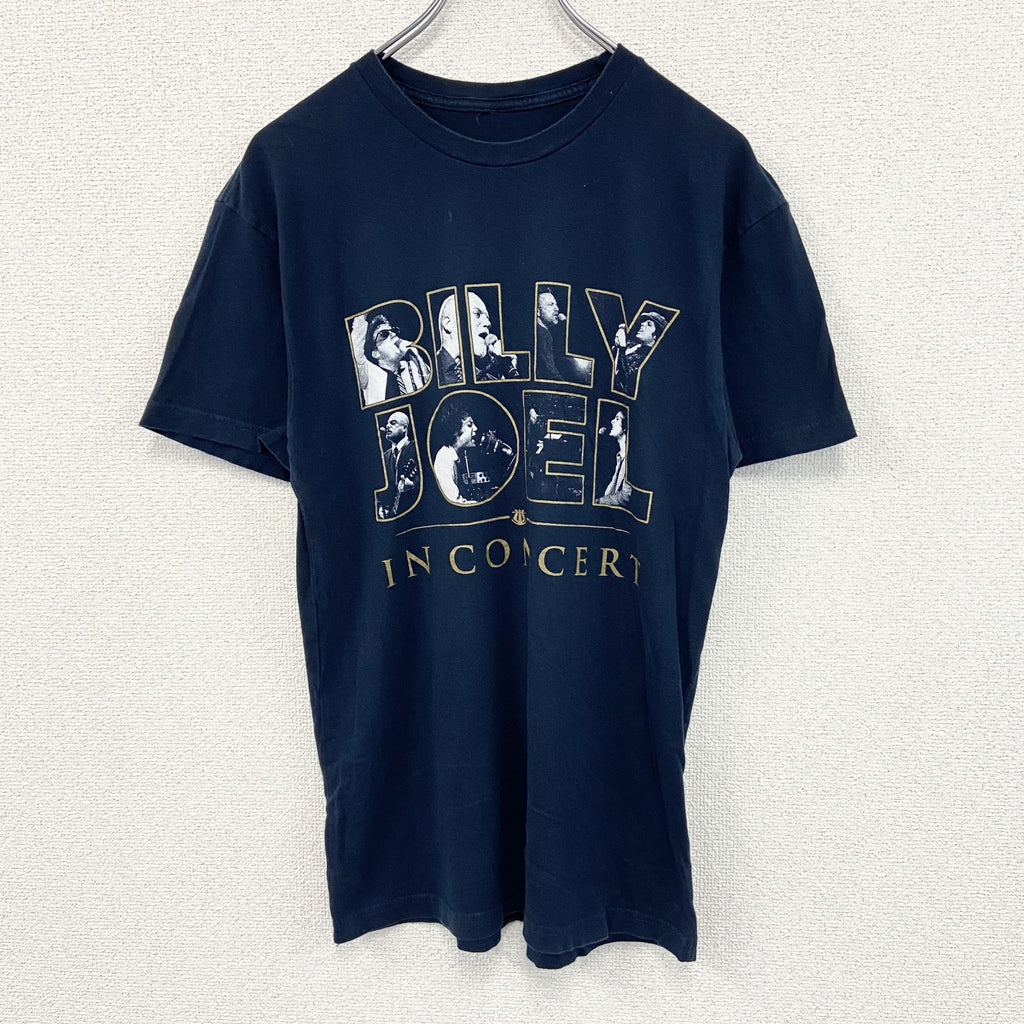 古着 used　半袖バンドプリントTシャツ　ビリー ジョエル　カジュアルデザイン　ネイビー　クルーネック　レトロ　Mサイズ