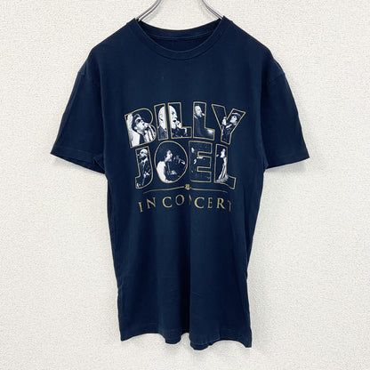 古着 used　半袖バンドプリントTシャツ　ビリー ジョエル　カジュアルデザイン　ネイビー　クルーネック　レトロ　Mサイズ
