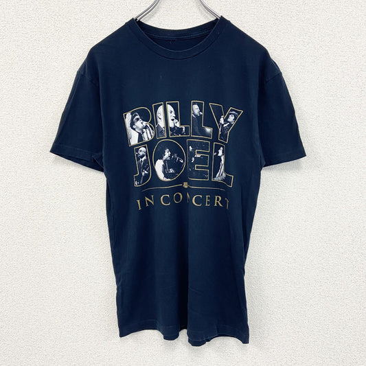 古着 used　半袖バンドプリントTシャツ　ビリー ジョエル　カジュアルデザイン　ネイビー　クルーネック　レトロ　Mサイズ