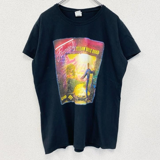 古着 used　GILDAN　ギルダン　半袖プリントTシャツ　エルトンジョン　クルーネック　レトロ　黒　ブラック　XLサイズ