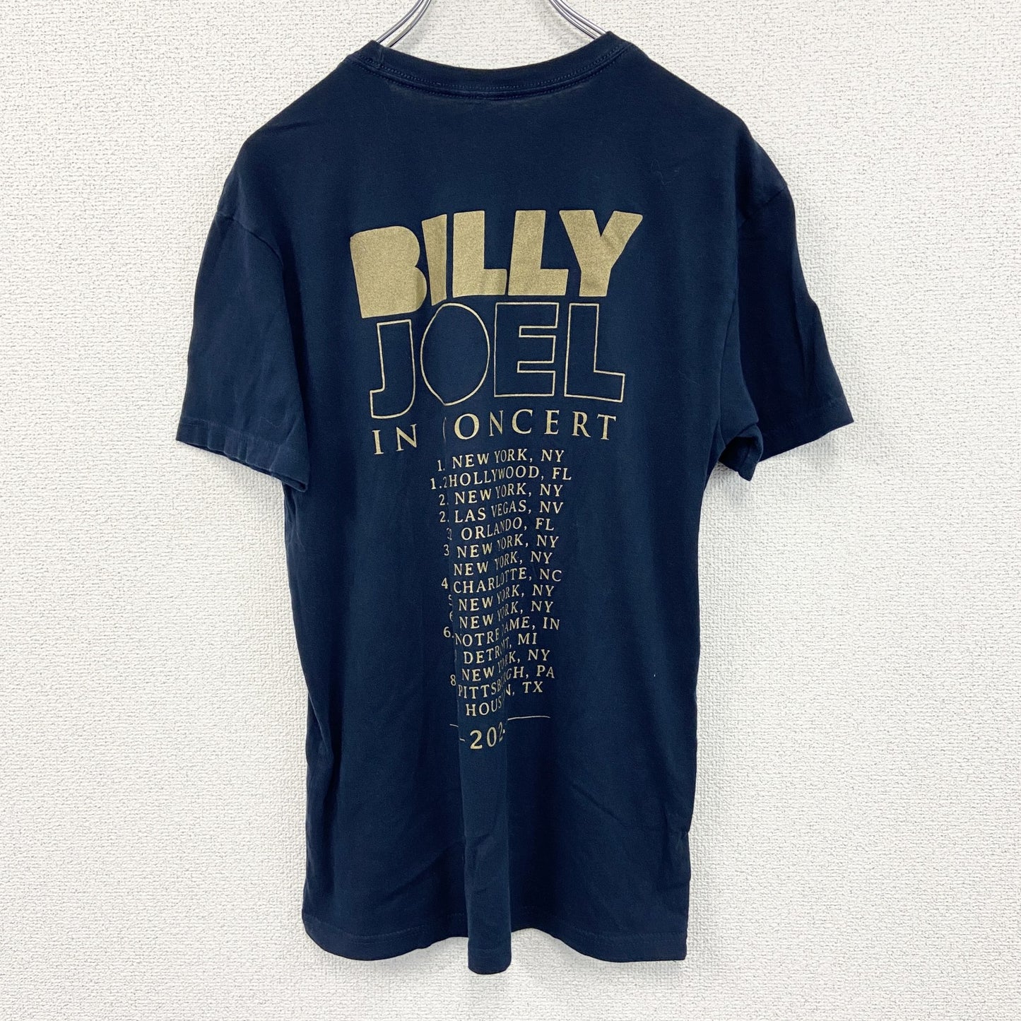 古着 used　半袖バンドプリントTシャツ　ビリー ジョエル　カジュアルデザイン　ネイビー　クルーネック　レトロ　Mサイズ