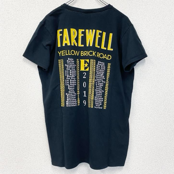 古着 used　GILDAN　ギルダン　半袖プリントTシャツ　エルトンジョン　クルーネック　レトロ　黒　ブラック　XLサイズ