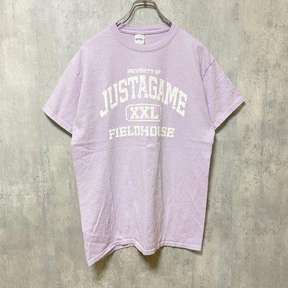 古着 used　GILDAN　ギルダン　半袖ロゴプリントTシャツ　クルーネック　FIELDHOUSE　薄紫色　パープル　Mサイズ