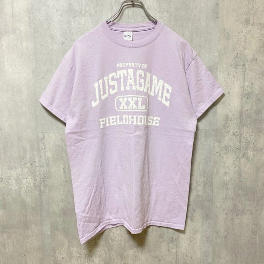 古着 used　GILDAN　ギルダン　半袖ロゴプリントTシャツ　クルーネック　FIELDHOUSE　薄紫色　パープル　Mサイズ