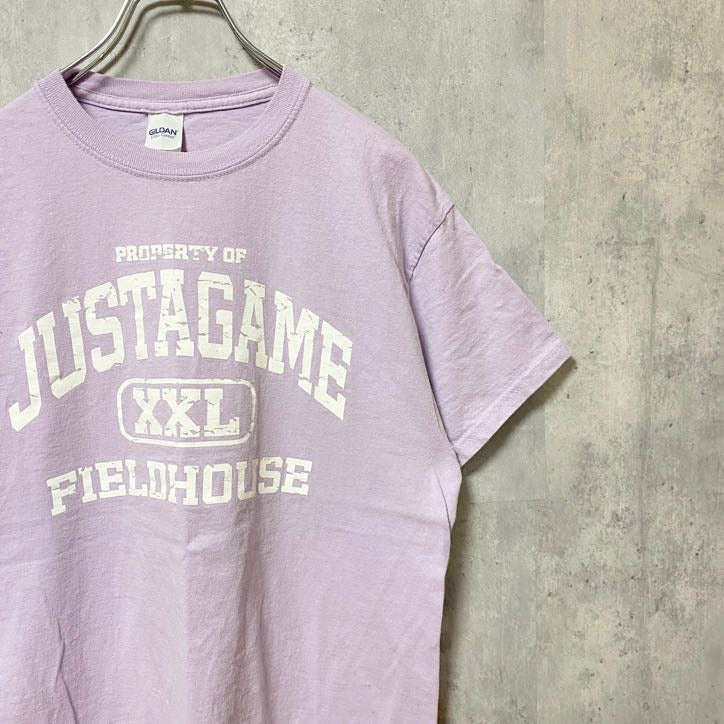 古着 used　GILDAN　ギルダン　半袖ロゴプリントTシャツ　クルーネック　FIELDHOUSE　薄紫色　パープル　Mサイズ
