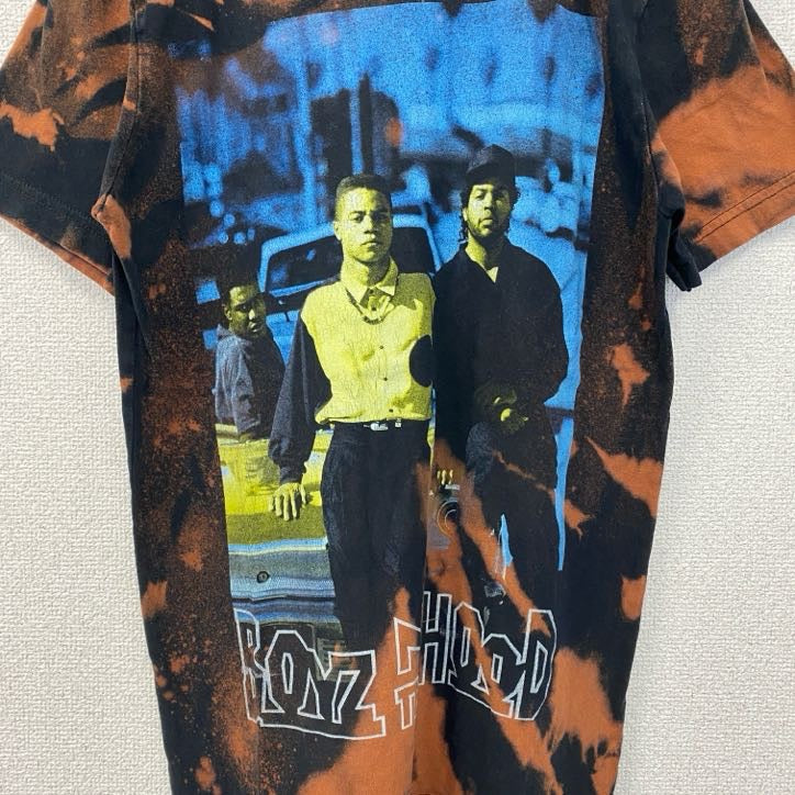 古着 used　BOYZ THE HOOD　半袖ムービープリントTシャツ　タイダイ柄　クルーネック　レトロ　黒　ブラック　Sサイズ