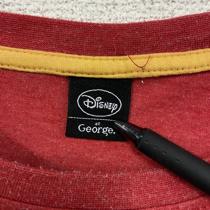 古着 used　Disney ディズニー　半袖プリントTシャツ　7人の小人　おこりんぼ　カジュアル　赤　クルーネック　XLサイズ