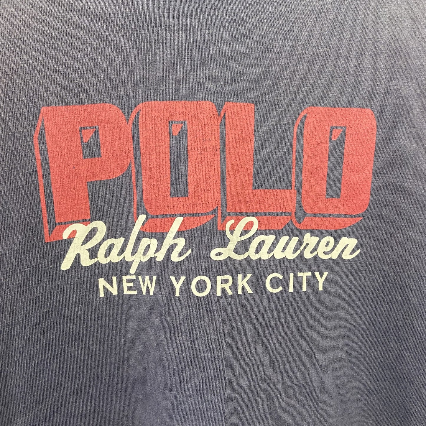 Polo by Ralph Lauan　ラルフローレン　半袖プリントTシャツ　フェード　紺　ネイビー　Lサイズ