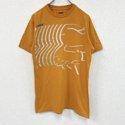 古着 used　Fox Raching　半袖プリントTシャツ　メキシコ製　カジュアルデザイン　オレンジ　クルーネック　Mサイズ