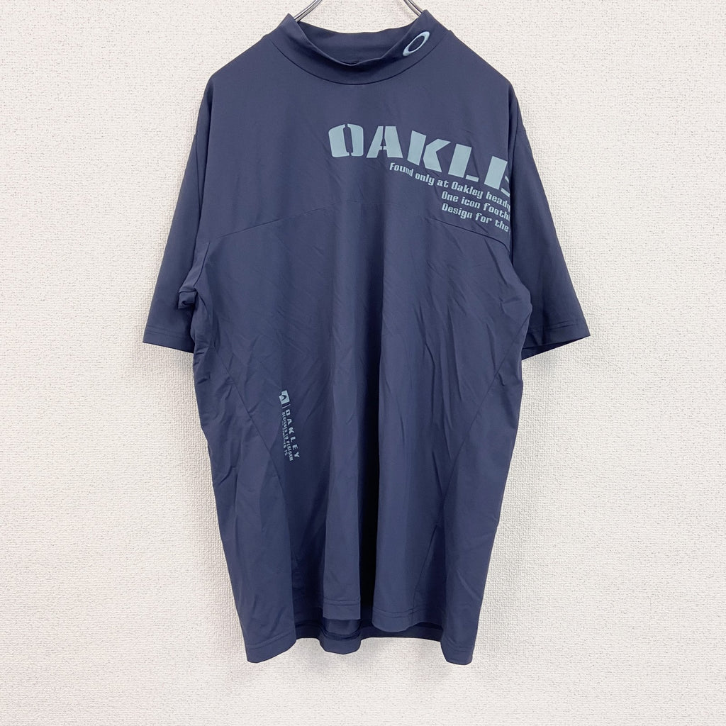 OAKLEY　オークリー　半袖Tシャツ　ゴルフウェア　刺繍ロゴ　紺　ネイビー　Lサイズ　