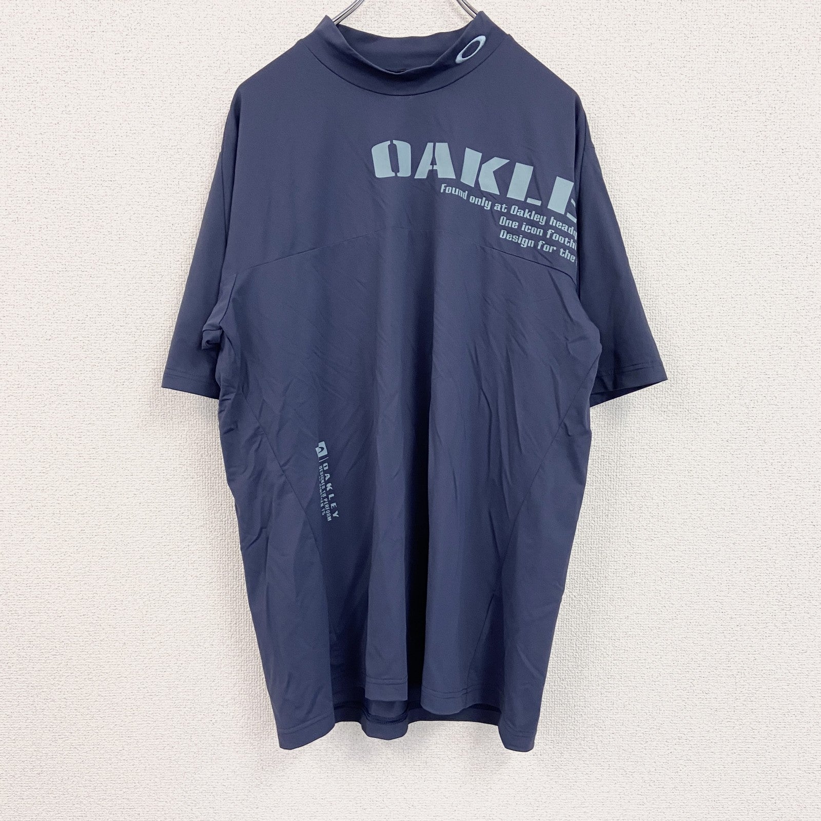 OAKLEY　オークリー　半袖Tシャツ　ゴルフウェア　刺繍ロゴ　紺　ネイビー　Lサイズ　