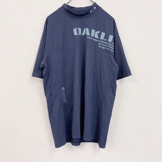 OAKLEY　オークリー　半袖Tシャツ　ゴルフウェア　刺繍ロゴ　紺　ネイビー　Lサイズ　