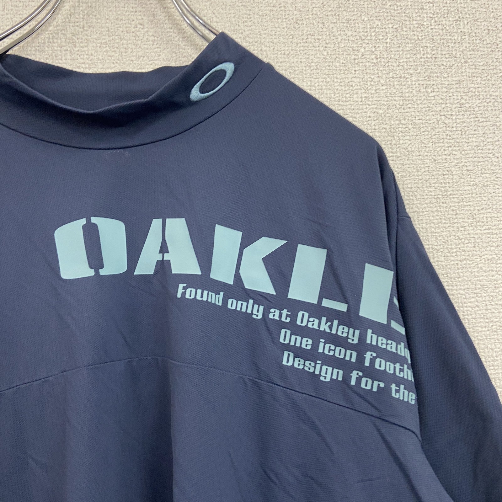 OAKLEY　オークリー　半袖Tシャツ　ゴルフウェア　刺繍ロゴ　紺　ネイビー　Lサイズ　