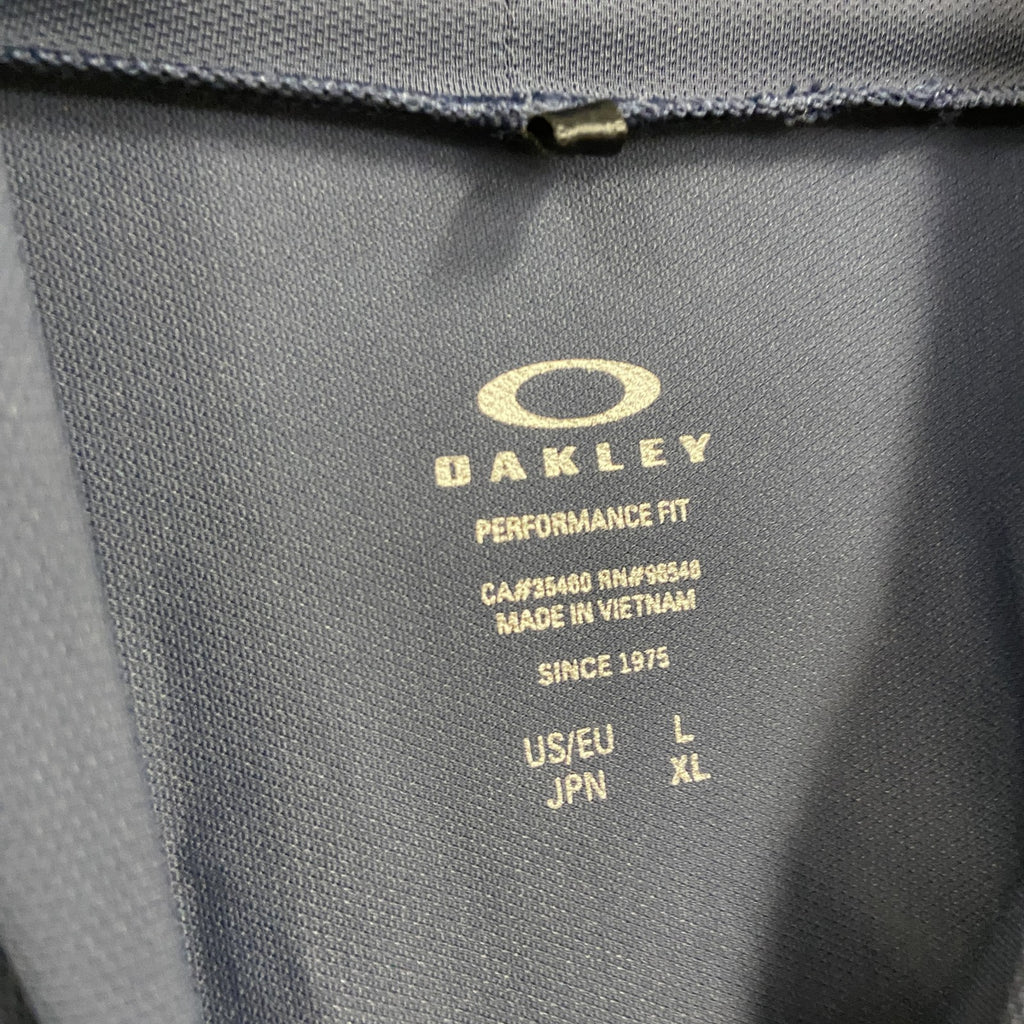 OAKLEY　オークリー　半袖Tシャツ　ゴルフウェア　刺繍ロゴ　紺　ネイビー　Lサイズ　