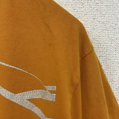 古着 used　Fox Raching　半袖プリントTシャツ　メキシコ製　カジュアルデザイン　オレンジ　クルーネック　Mサイズ
