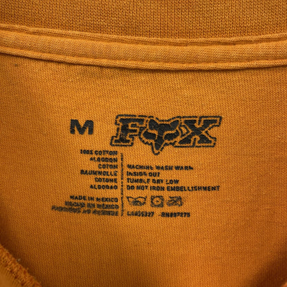 古着 used　Fox Raching　半袖プリントTシャツ　メキシコ製　カジュアルデザイン　オレンジ　クルーネック　Mサイズ