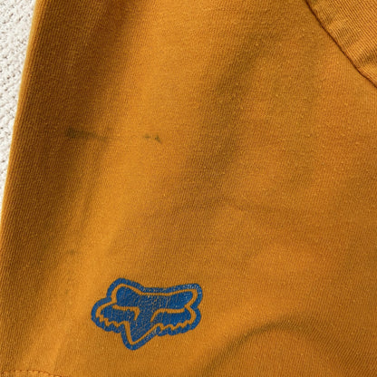 古着 used　Fox Raching　半袖プリントTシャツ　メキシコ製　カジュアルデザイン　オレンジ　クルーネック　Mサイズ