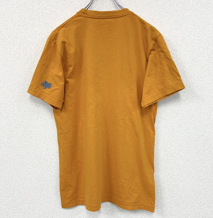 古着 used　Fox Raching　半袖プリントTシャツ　メキシコ製　カジュアルデザイン　オレンジ　クルーネック　Mサイズ