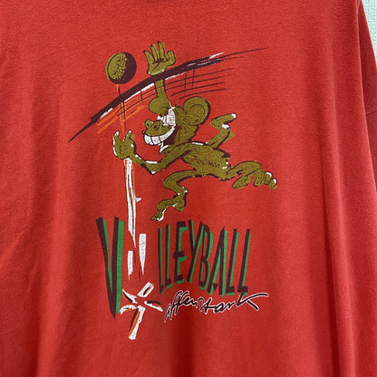 古着 used　Hanes ヘインズ　長袖プリントTシャツ　カジュアルデザイン　赤　レッド　クルーネック　レトロ　XXLサイズ