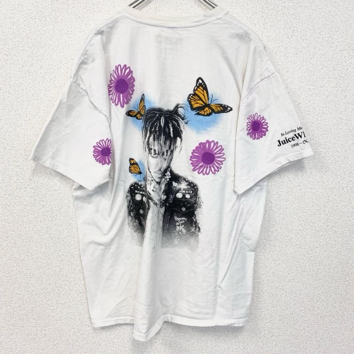 古着 used　Juice WRLD　半袖プリントTシャツ　クルーrネック　レトロ　ラッパー　白　ホワイト　XLサイズ
