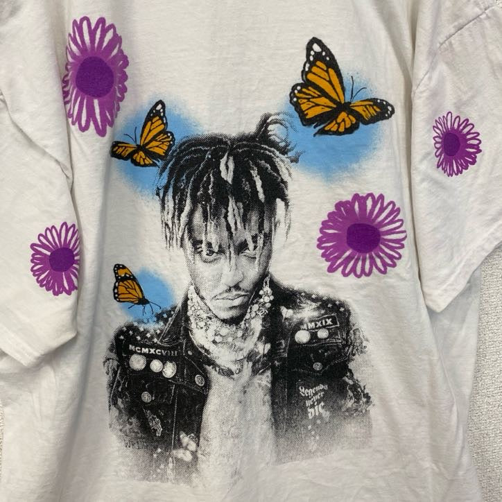 古着 used　Juice WRLD　半袖プリントTシャツ　クルーrネック　レトロ　ラッパー　白　ホワイト　XLサイズ