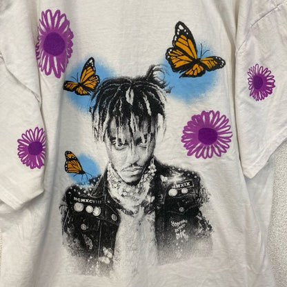 古着 used　Juice WRLD　半袖プリントTシャツ　クルーrネック　レトロ　ラッパー　白　ホワイト　XLサイズ