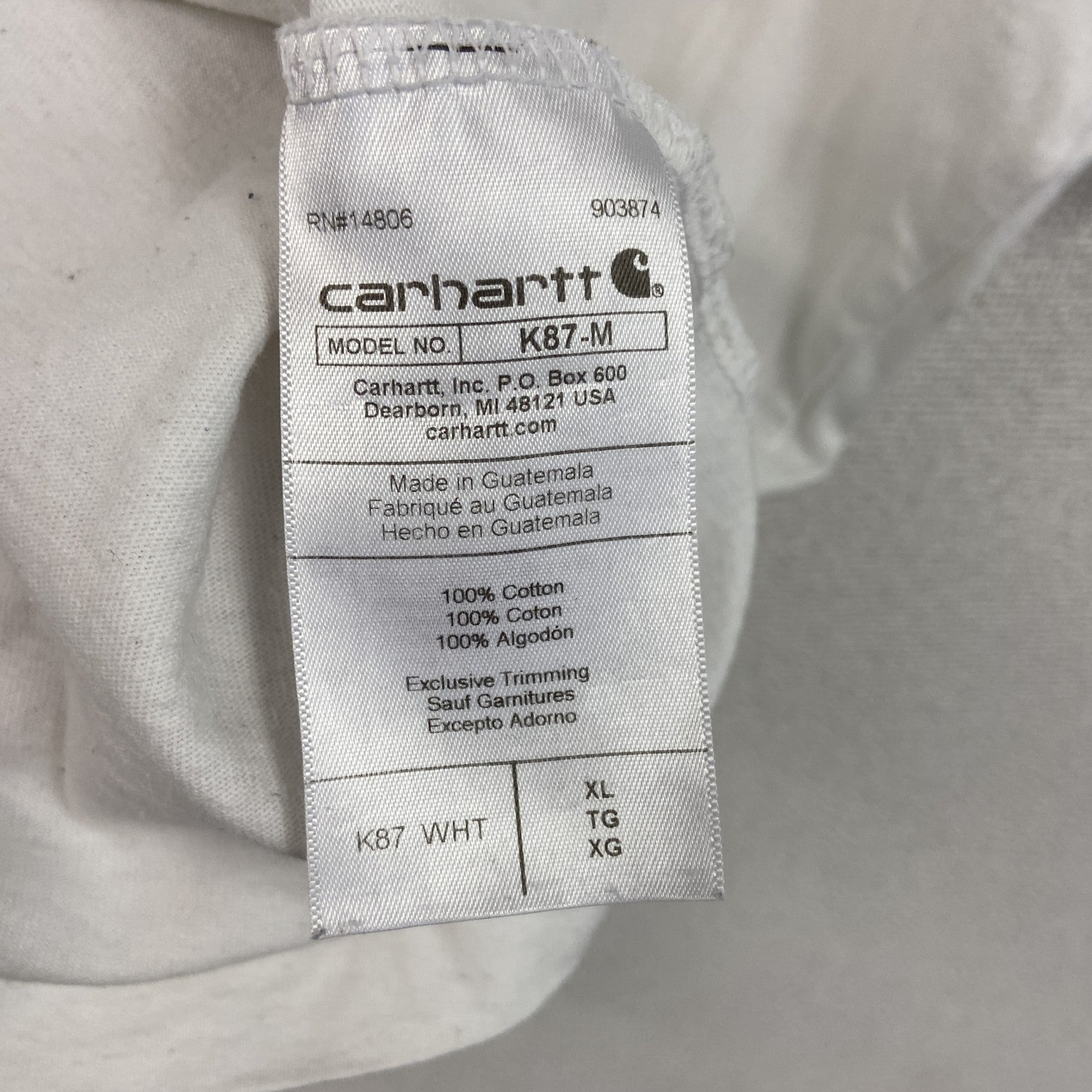 Carhart　カーハート　半袖Tシャツ　白　ホワイト　XLサイズ