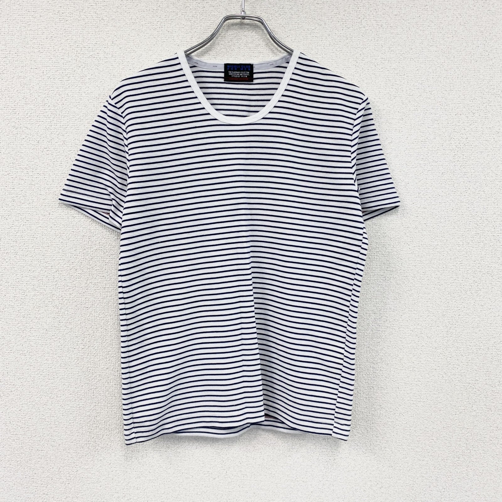 NICOLE CLUB FOR MEN　二コルクラブフォーメン　半袖Tシャツ　ボーダー柄　紺　ネイビー　46サイズ