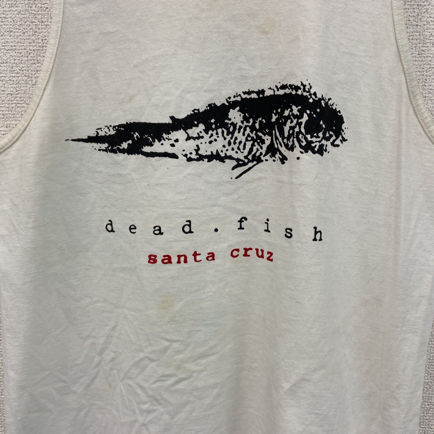 古着 used　ONEITA　プリントタンクトップ　santa cruz　90s　カジュアルデザイン　白　クルーネック　Mサイズ