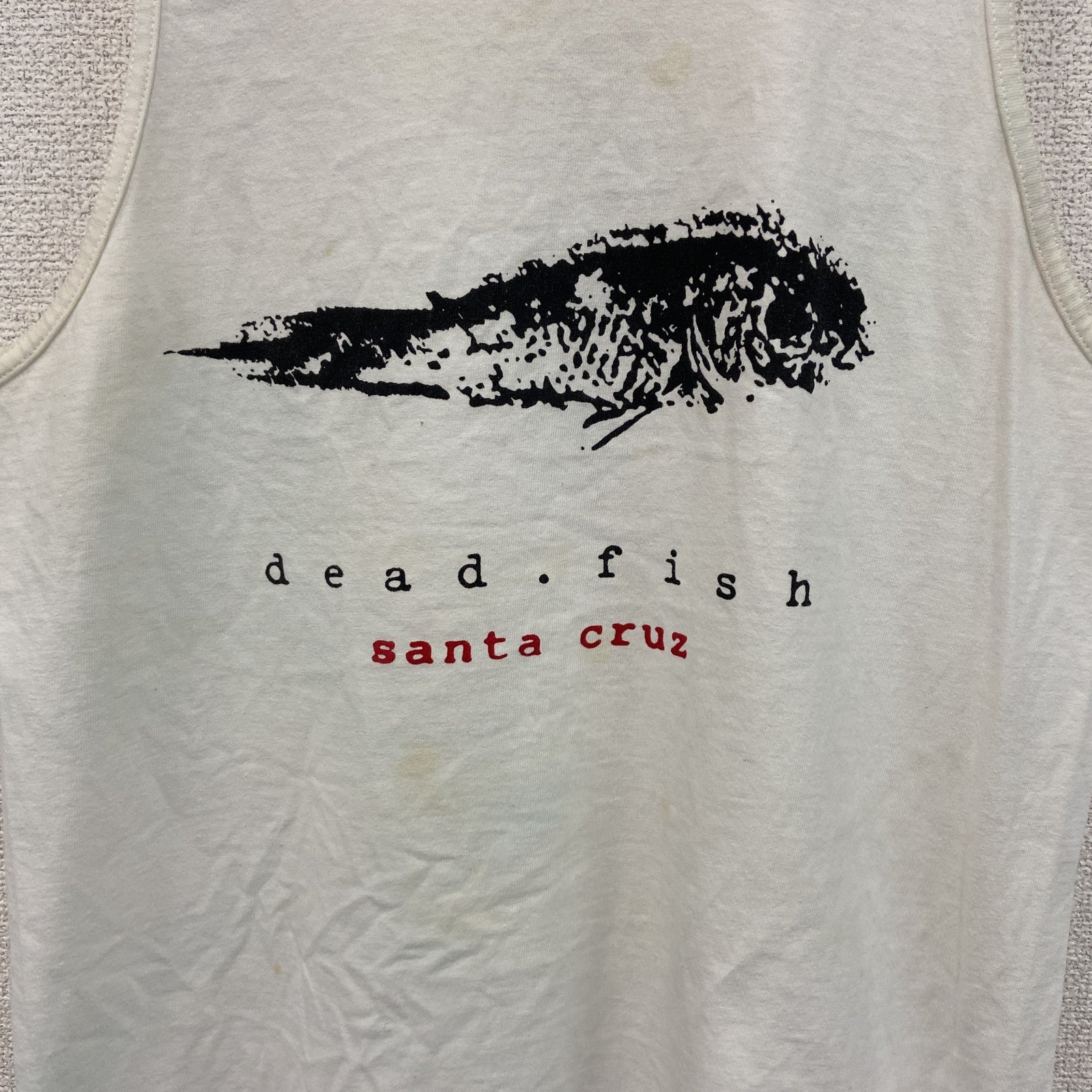古着 used　ONEITA　プリントタンクトップ　santa cruz　90s　カジュアルデザイン　白　クルーネック　Mサイズ