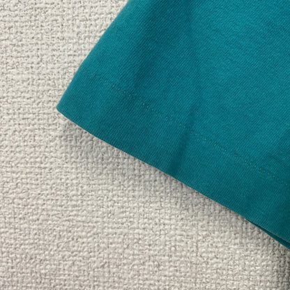 古着 used　半袖プリントTシャツ　90s　ヴィンテージ　シングルステッチ　クルーネック　レトロ　ターコイズブルー　Lサイズ