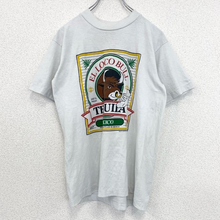 古着 used　半袖プリントTシャツ　90s　シングルステッチ　バッファロー　クルーネック　ホワイト　Sサイズ