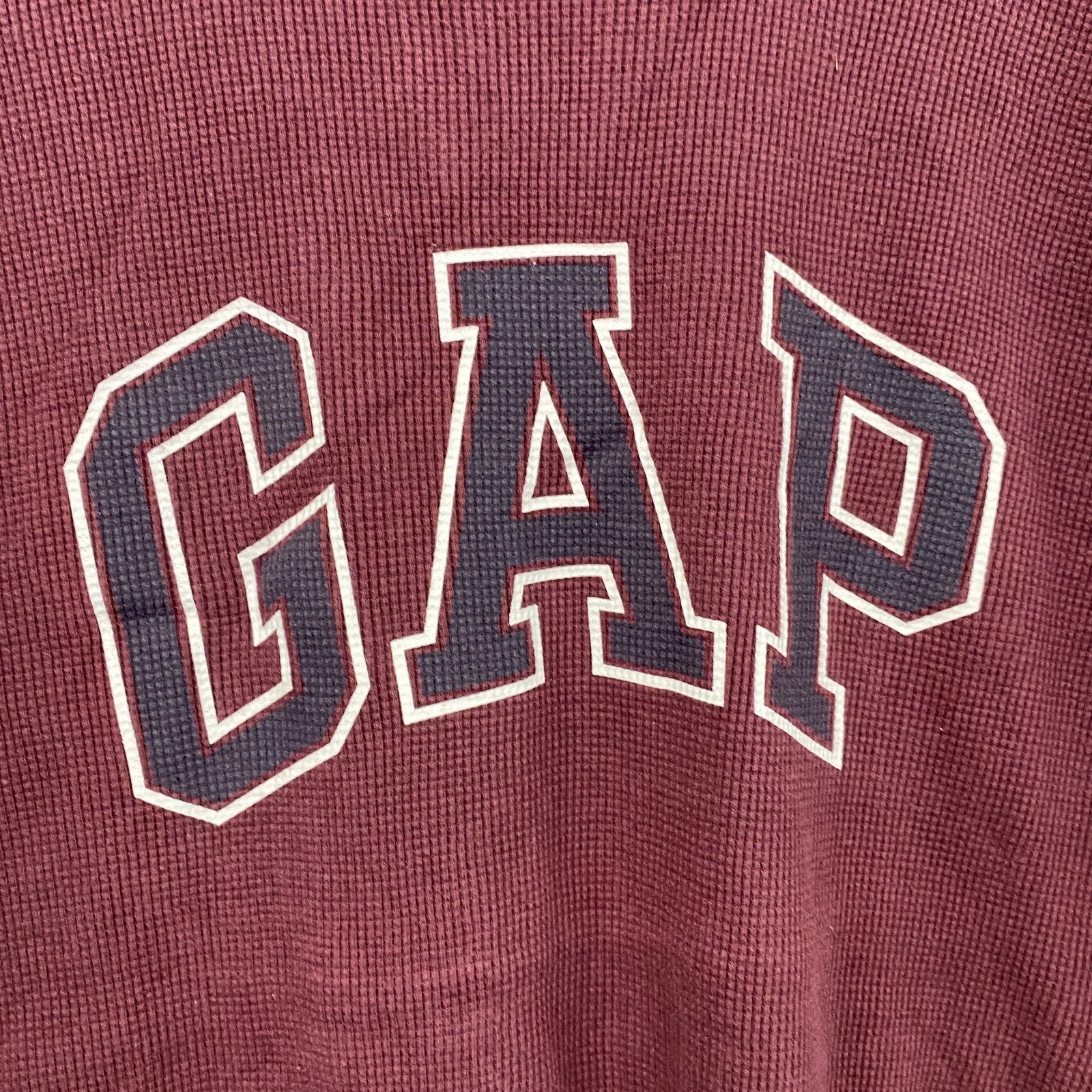 GAP　ギャップ　長袖Tシャツ/ロンT　ワッフル生地　デカロゴ　ボルドー　ワインレッド　Lサイズ