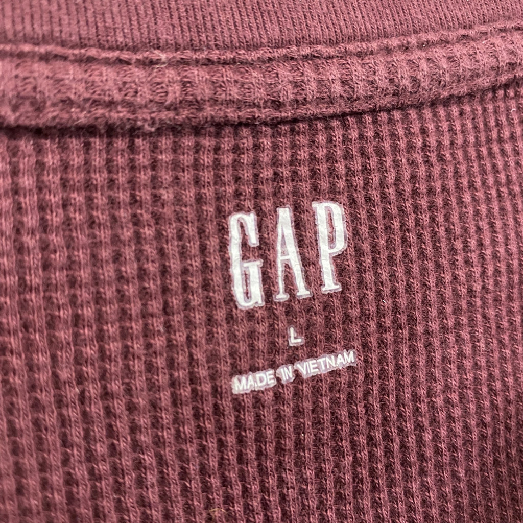 GAP　ギャップ　長袖Tシャツ/ロンT　ワッフル生地　デカロゴ　ボルドー　ワインレッド　Lサイズ
