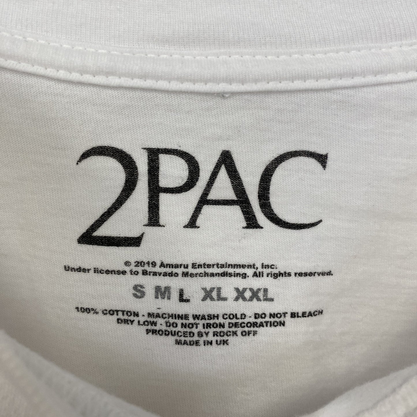 古着 used　2PAC　半袖プリントTシャツ　フォト　ヒップホップ　ラッパー　クルーネック　レトロ　白　ホワイト　Lサイズ