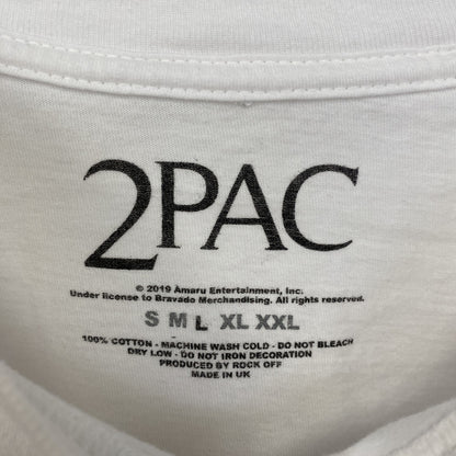 古着 used　2PAC　半袖プリントTシャツ　フォト　ヒップホップ　ラッパー　クルーネック　レトロ　白　ホワイト　Lサイズ