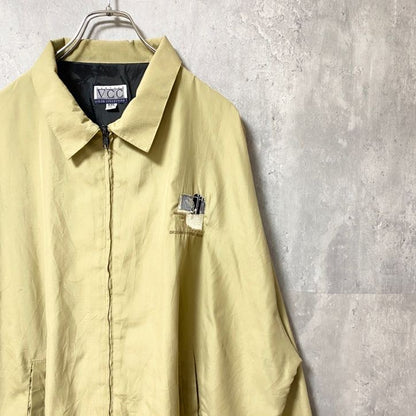 古着 used　USA製　VCC　長袖ワンポイント刺繍ブルゾン　ジャンパー　ベージュ　オクラホマ州　カンザス州　2XLサイズ
