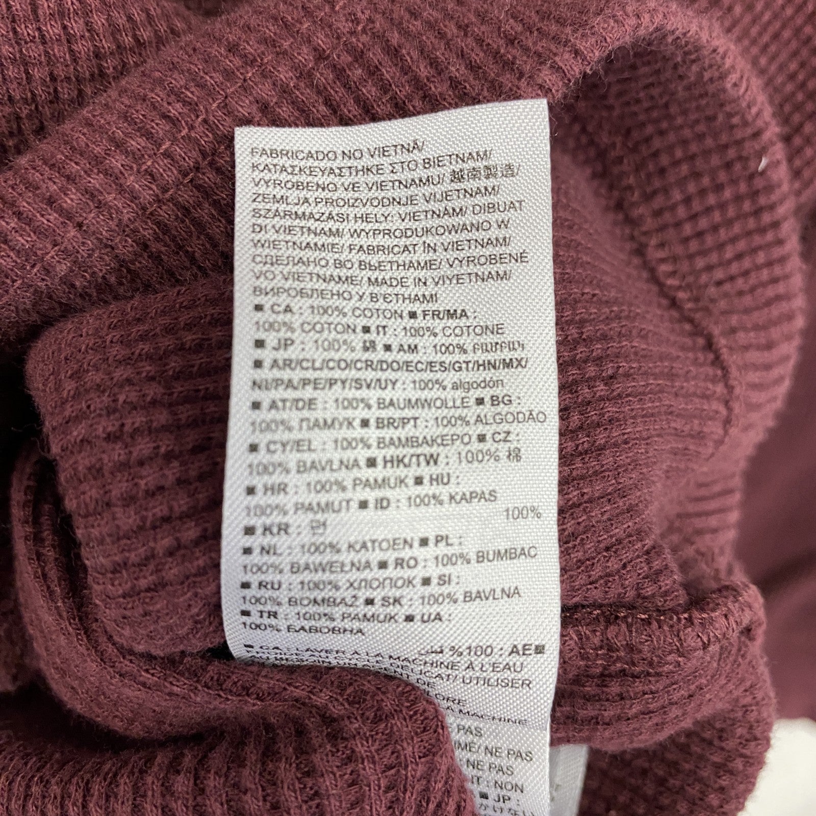 GAP　ギャップ　長袖Tシャツ/ロンT　ワッフル生地　デカロゴ　ボルドー　ワインレッド　Lサイズ