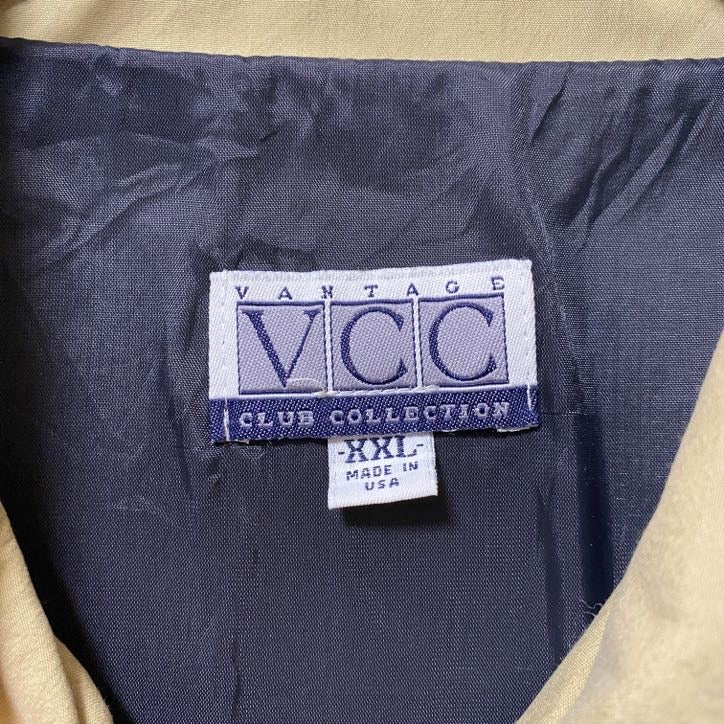 古着 used　USA製　VCC　長袖ワンポイント刺繍ブルゾン　ジャンパー　ベージュ　オクラホマ州　カンザス州　2XLサイズ