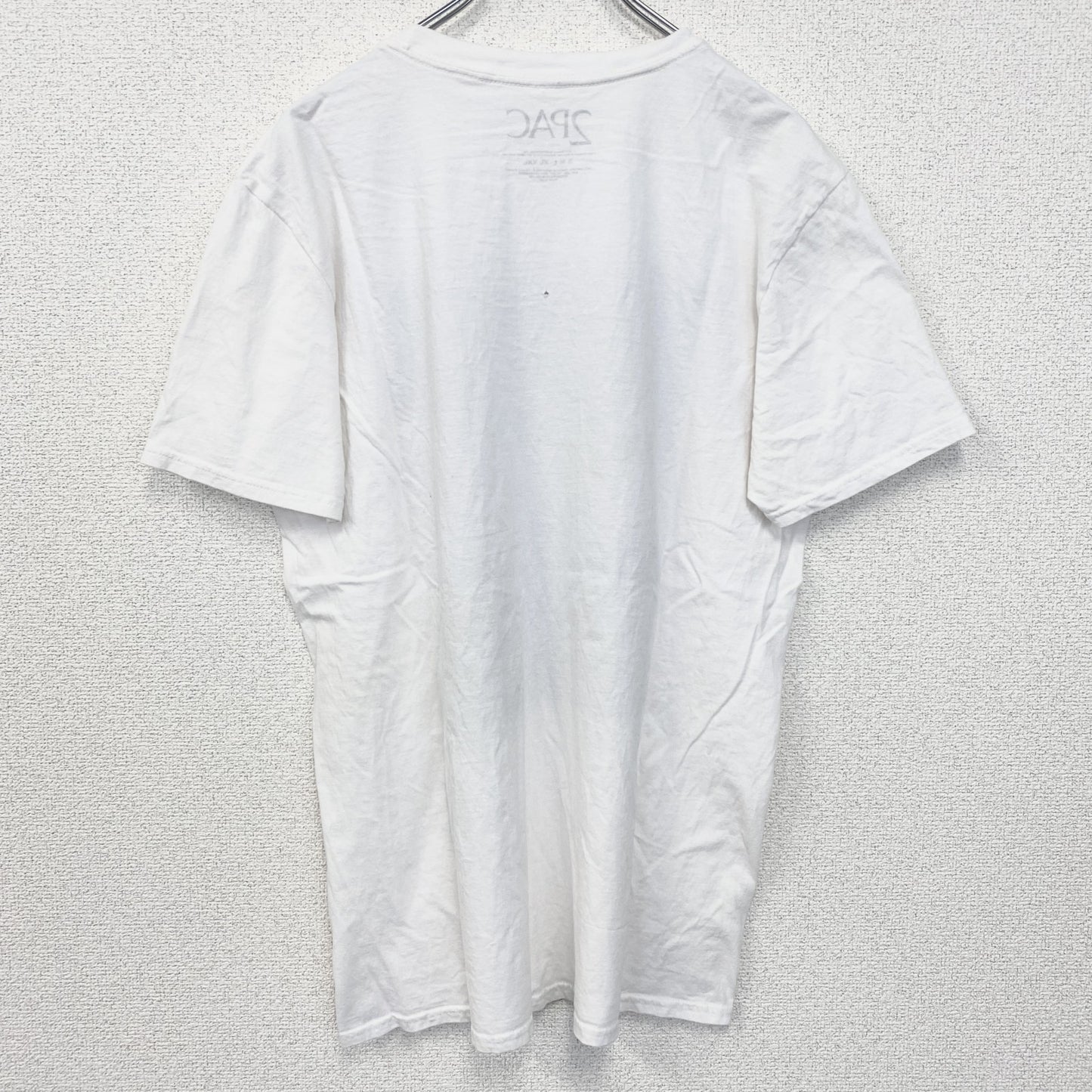 古着 used　2PAC　半袖プリントTシャツ　フォト　ヒップホップ　ラッパー　クルーネック　レトロ　白　ホワイト　Lサイズ