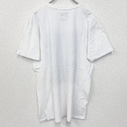 古着 used　2PAC　半袖プリントTシャツ　フォト　ヒップホップ　ラッパー　クルーネック　レトロ　白　ホワイト　Lサイズ