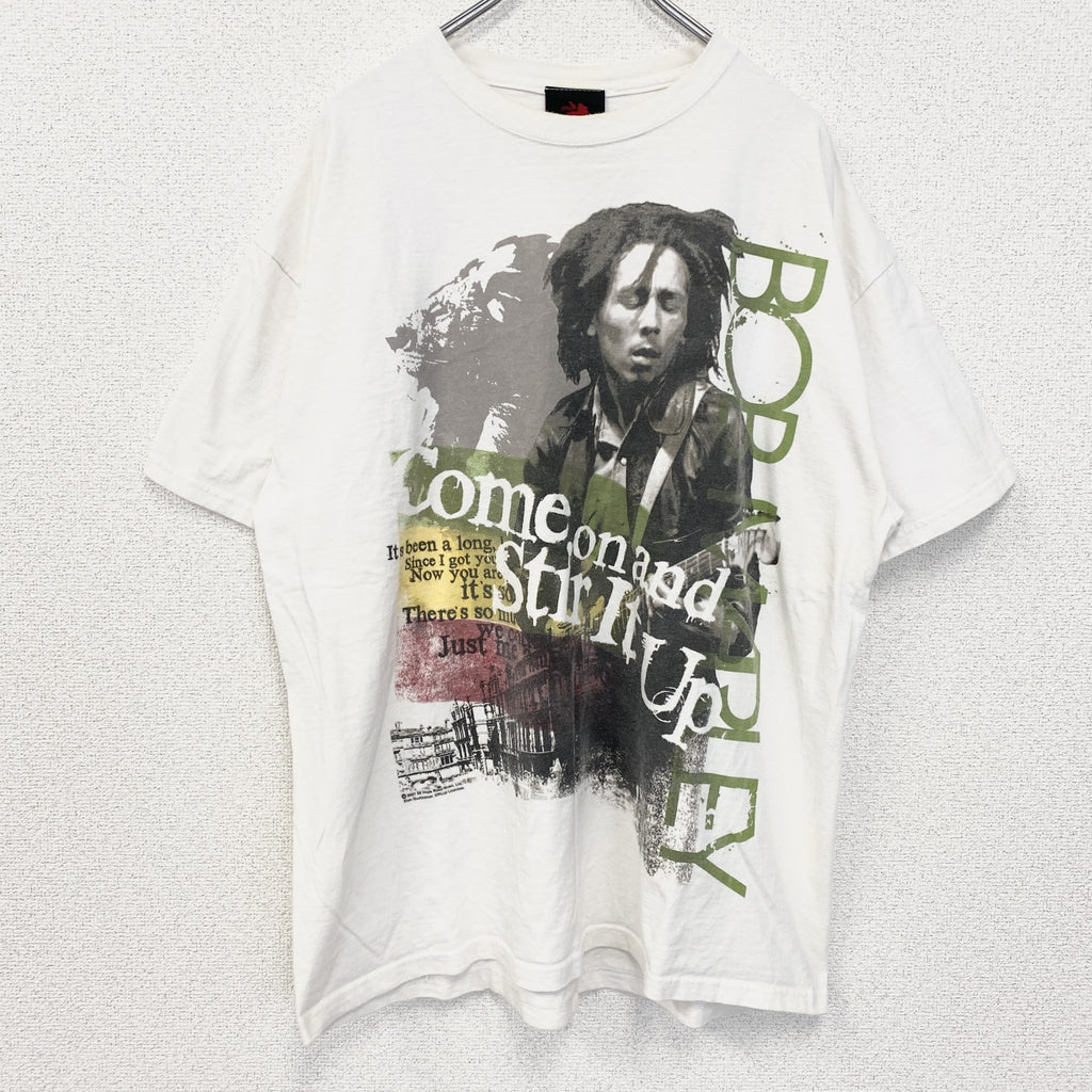古着 used　Bob Marley　ボブ・マーリー　半袖プリントTシャツ　クルーネック　レトロ　白　ホワイト　XLサイズ