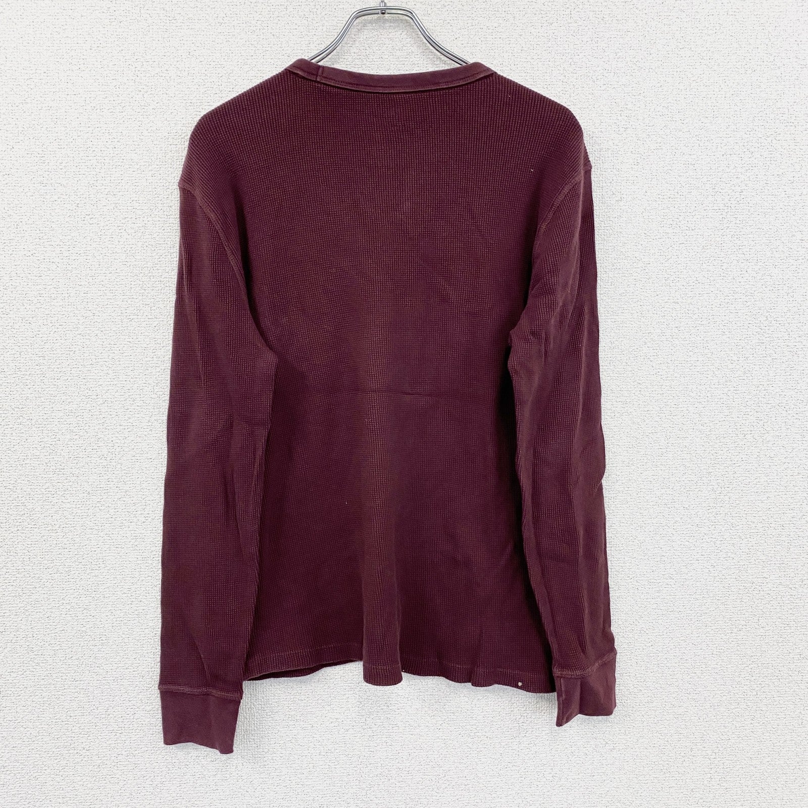 GAP　ギャップ　長袖Tシャツ/ロンT　ワッフル生地　デカロゴ　ボルドー　ワインレッド　Lサイズ