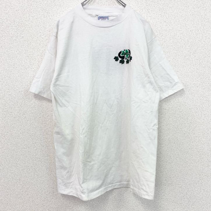 古着 used　ALL Sport　半袖プリントTシャツ　90s　シングルステッチ　クローバー　クルーネック　ホワイト　Lサイズ
